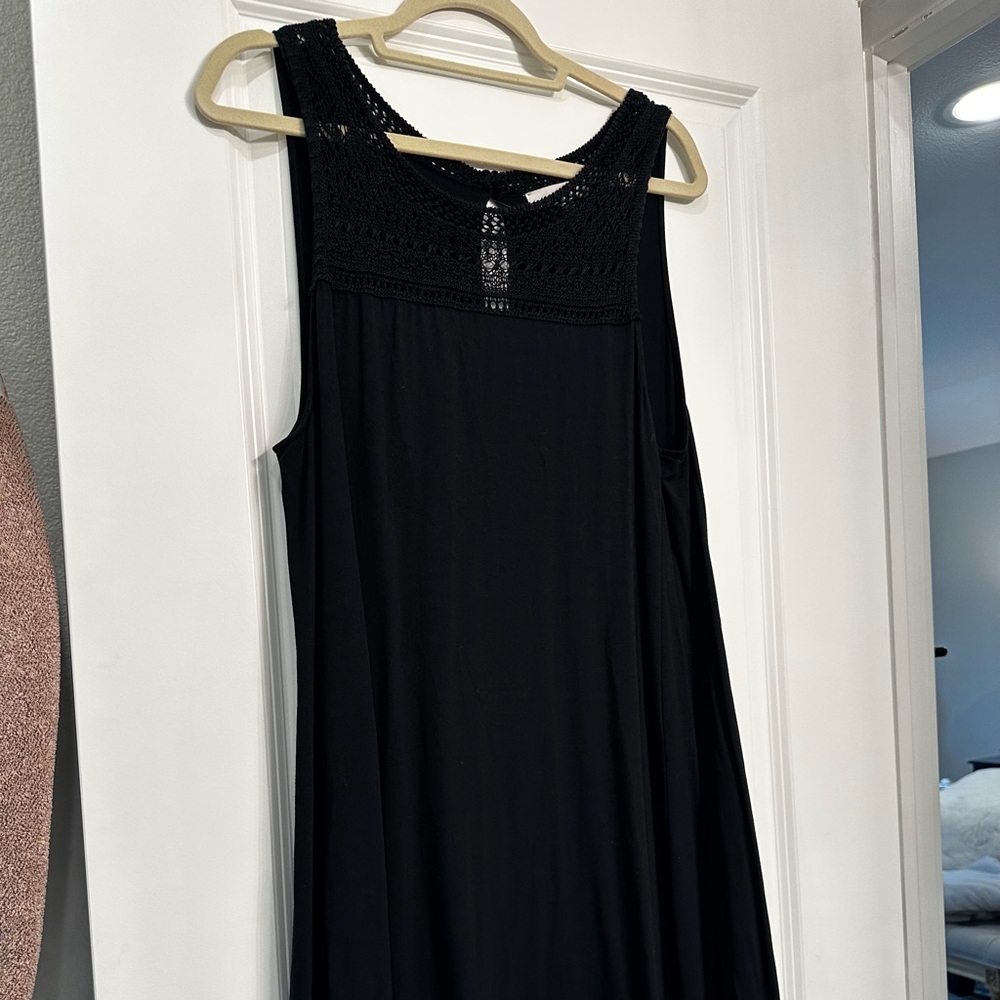 LOFT - short tank dress with crochet neck US 16 black